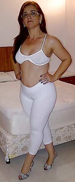 My Curvy Brazilian Wife wearing a tight white suplex