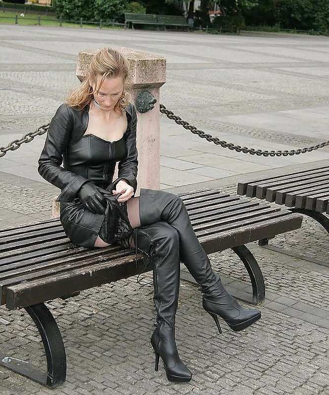Leather latex PVC boots 4